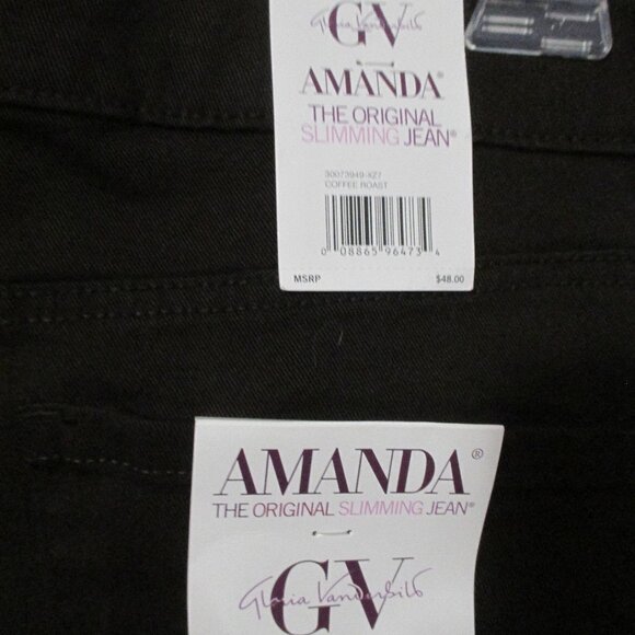 Gloria Vanderbilt pants NEW Amanda dark chocolate brown stretchy size 14S - Picture 7 of 10